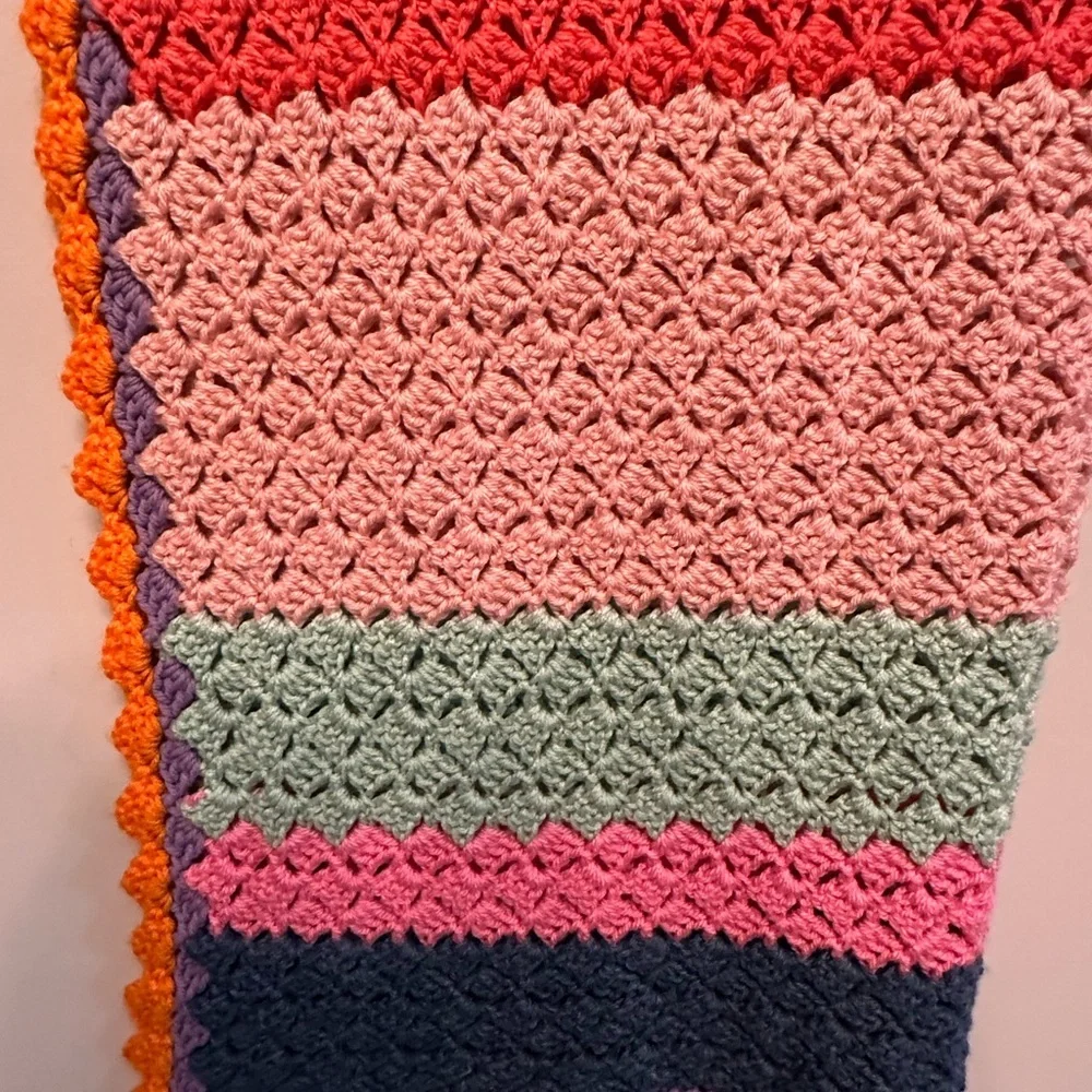 Handmade Unique Colorful Crochet Blanket 25x60